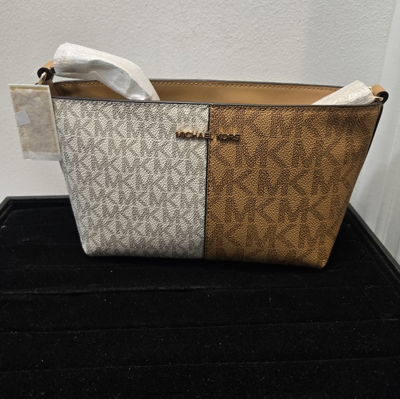Michael Kors Jet Set Small Two-Tone Logo Crossbody In Deer Multi New With Tags - Picture 2 of 8